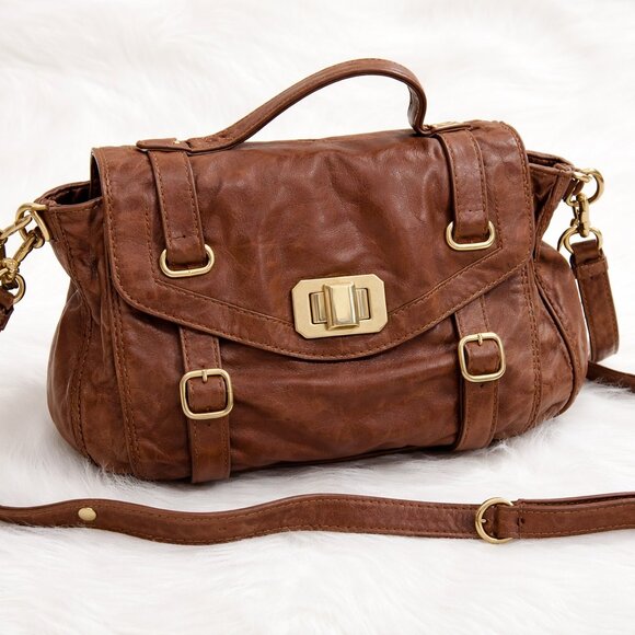 Juicy Couture Handbags - Juicy Couture Leather Cross Body Top Handle Chestnut Brown Tan Cognac
